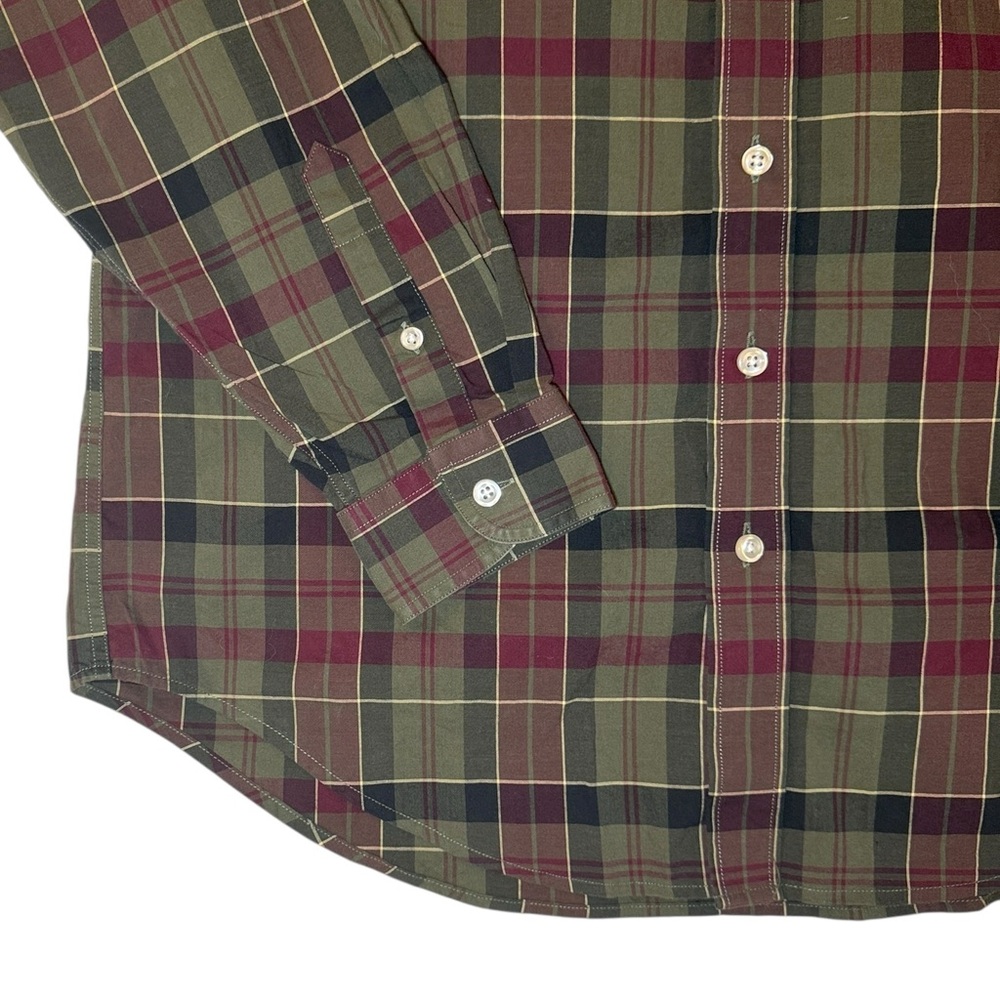 Vintage Lands’ End Plaid Button Down Shirt Boys 16 Mens Small Fit Preppy Cotton - Picture 8 of 14